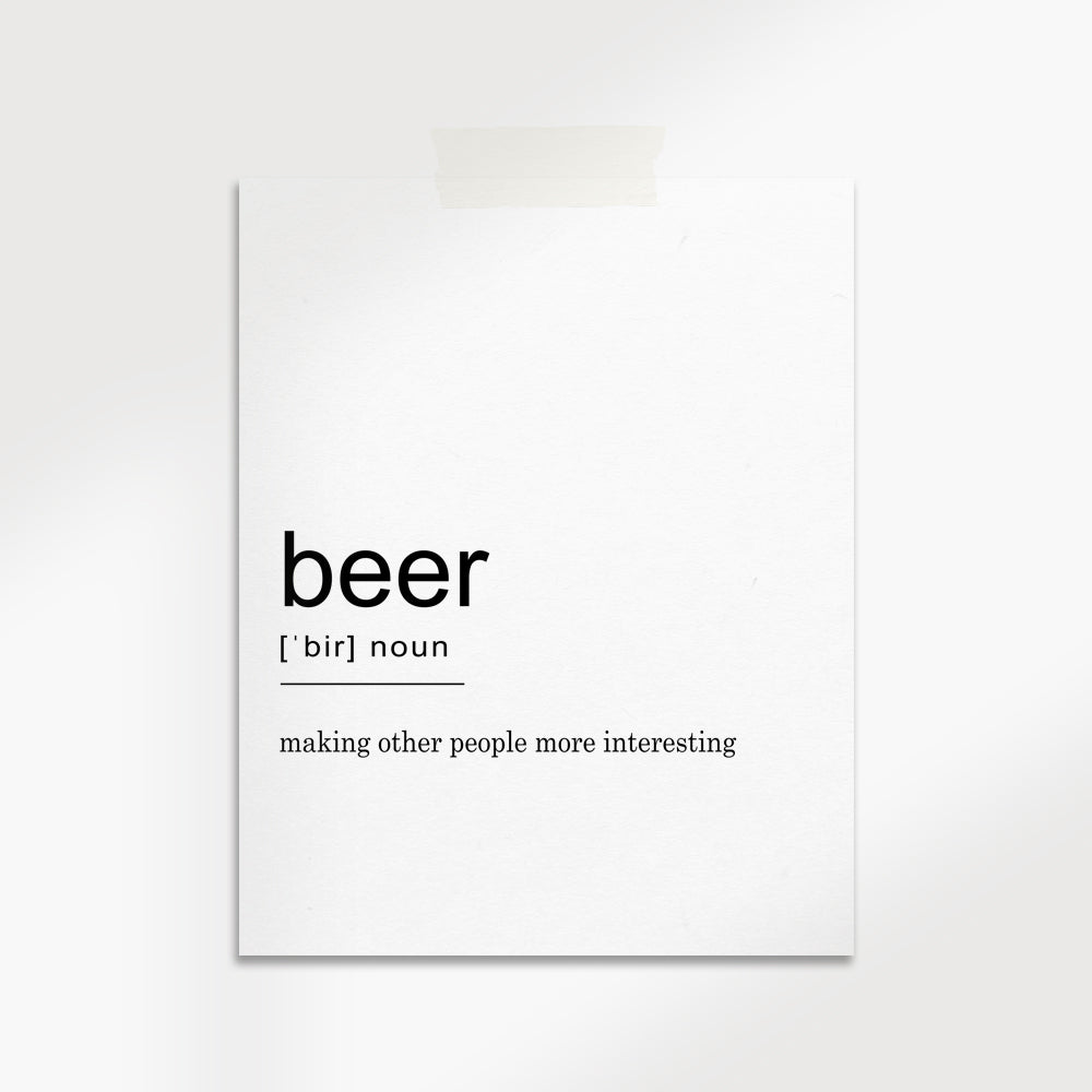 Beer Definition Wall Art Print – Modern Typography Decor