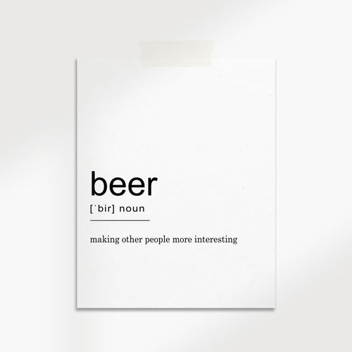 Beer Definition Wall Art Print – Modern Typography Decor
