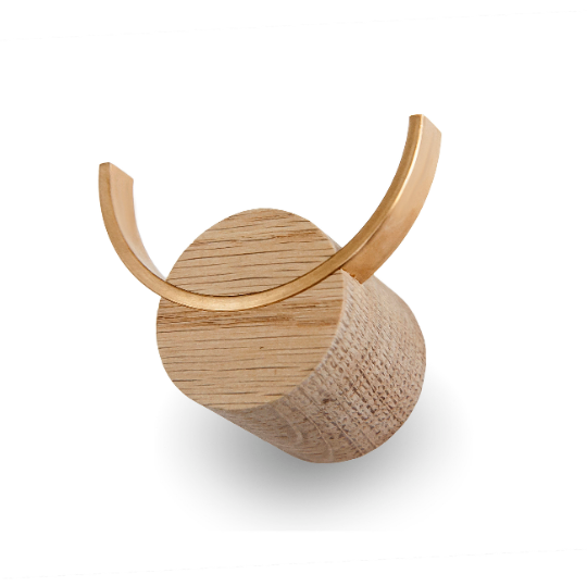 Wall Hook DEER – Oak Wood & Brass Coat Hook